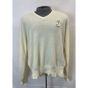Vintage LOGO 7 Miami Dolphins Logo Ivory Acrylic Sweater Size XL NFL Football FS